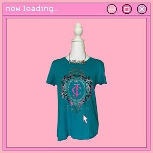 Juicy Couture y2k teal beaded top